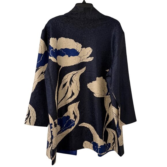 Chicos Travelers Reversible Open Front Jacket With Floral/Solid Design Size 16/1 - Picture 7 of 12